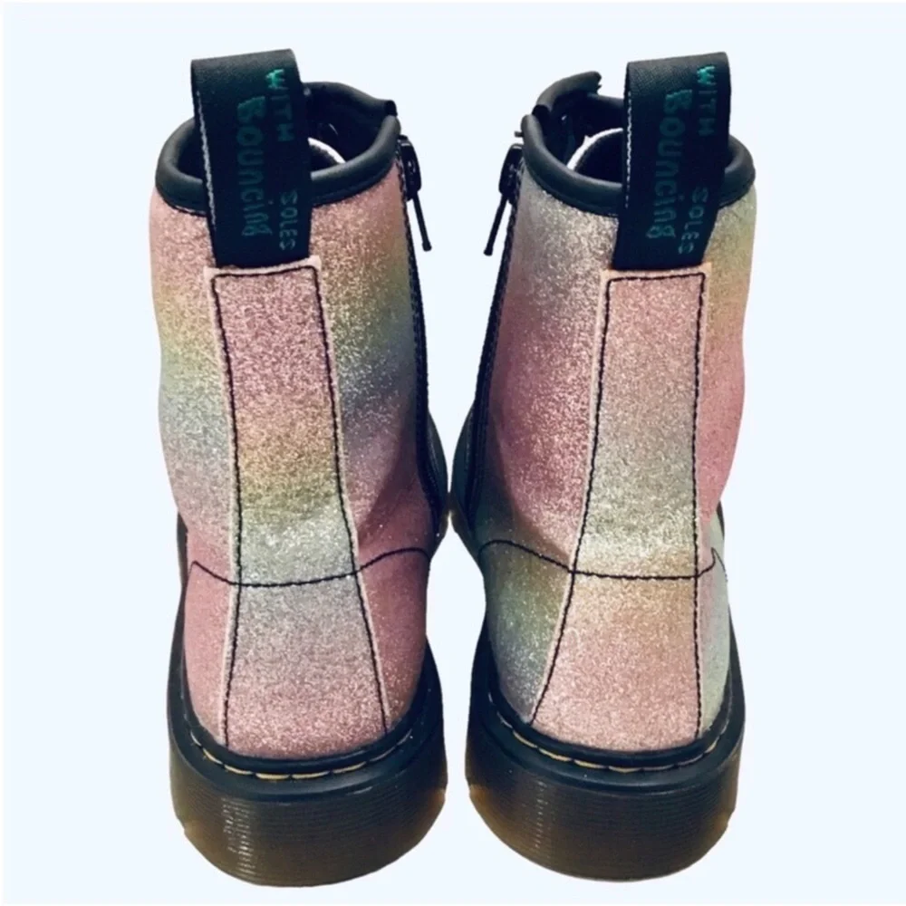 Dr. Martens 1460 Y Boots EU 37/L 6 Rainbow Glitter Combat Big Girl Side Zip Boot